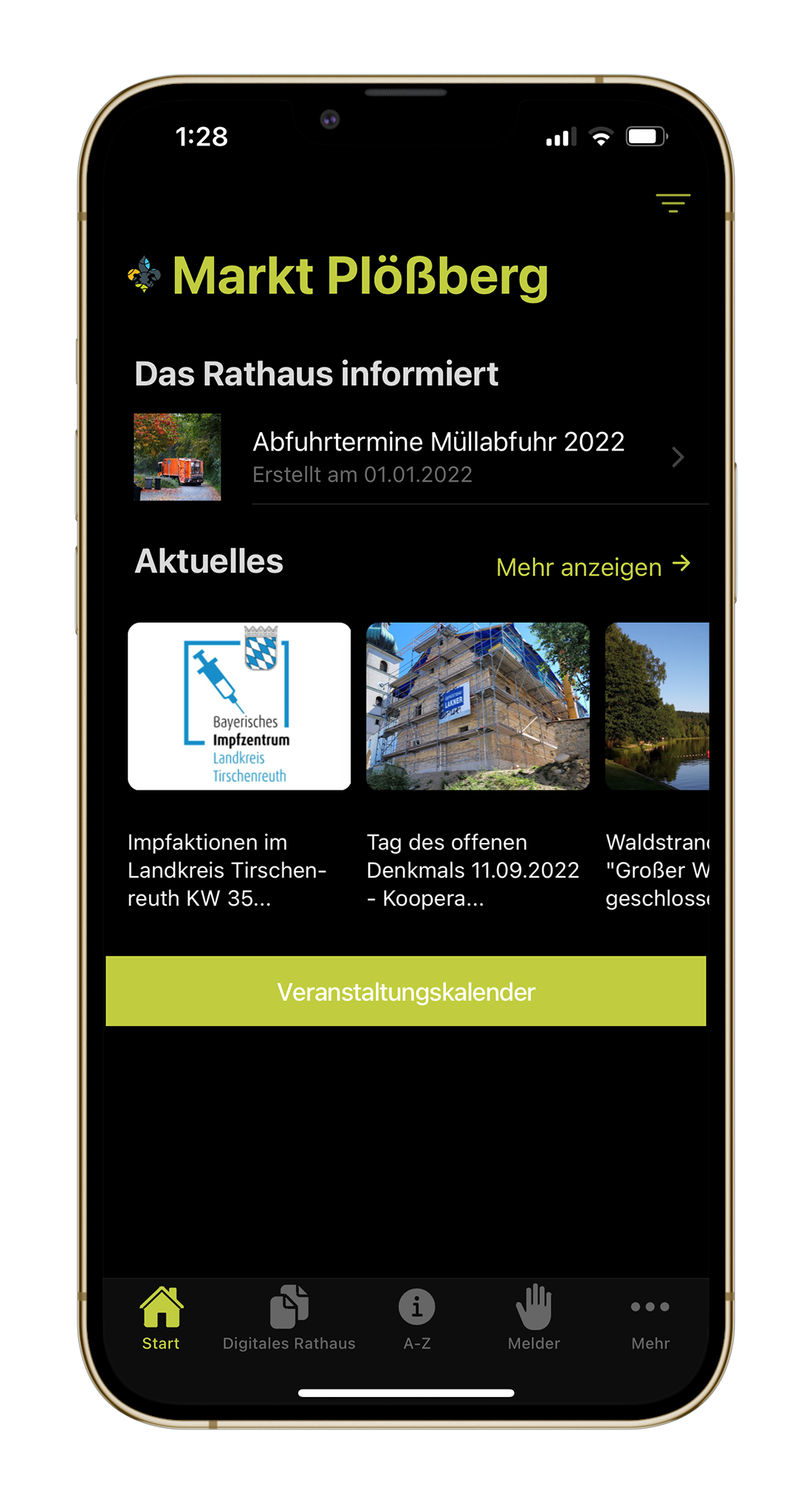 iPhone Screenshot Rathaus-App Plößberg